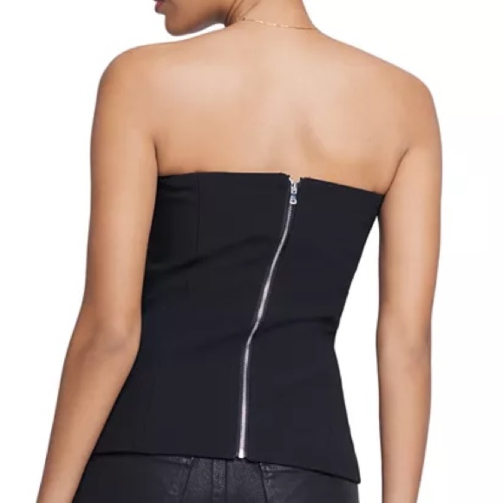 L'AGENCE.  strapless crystal-embellished woven bustier top - Picture 6 of 8